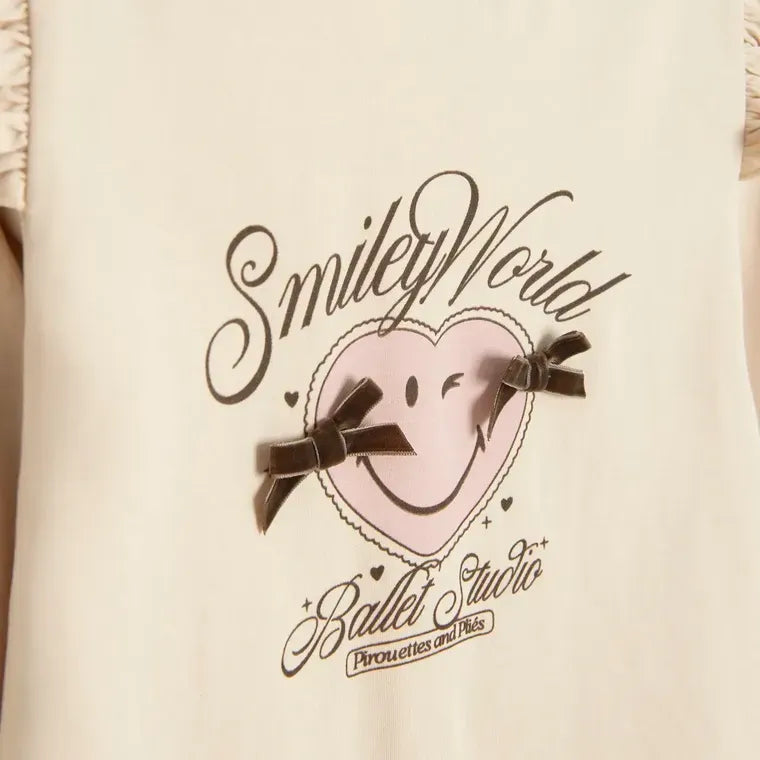 Cool Club, Girls' Long Sleeve Blouse, Beige, SmileyWorld
