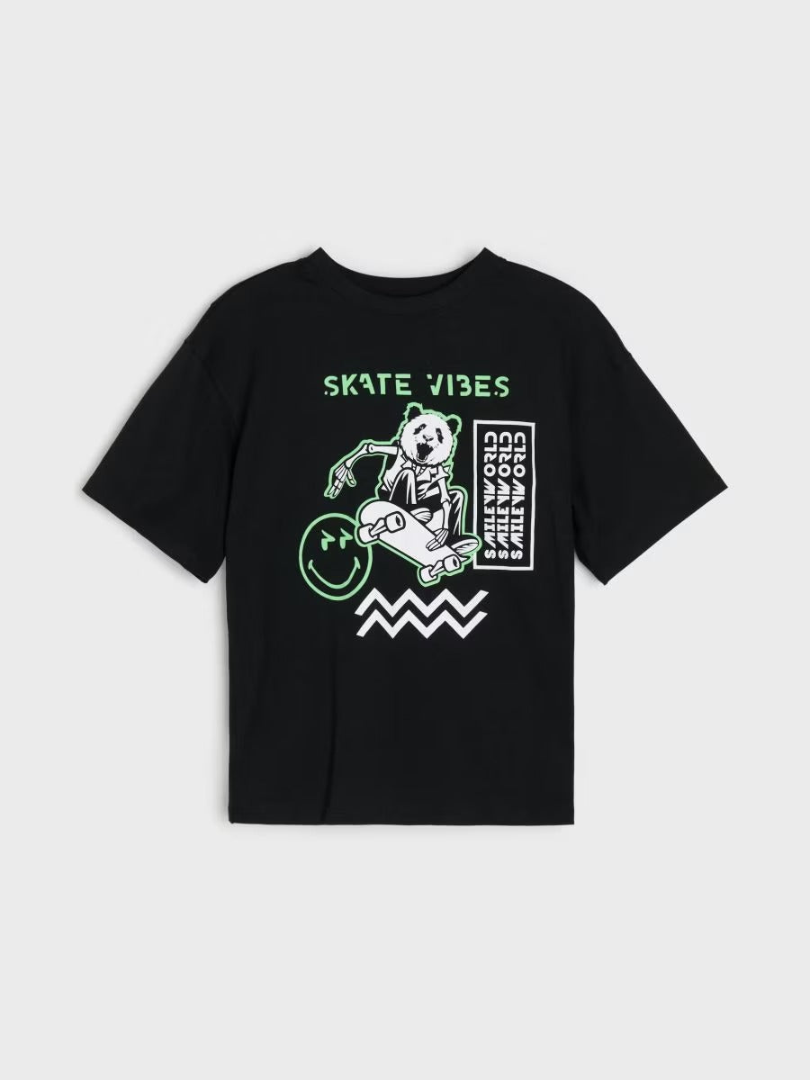 Oversized cotton T-shirt with SmileyWorld® print