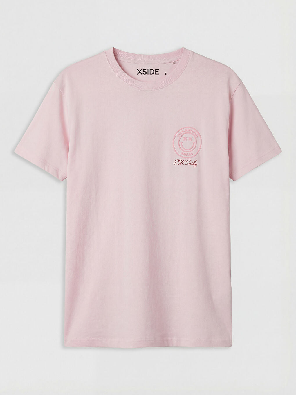 XSIDE Pink Crew Neck S.W. Smiley  Print Women's T-Shirt