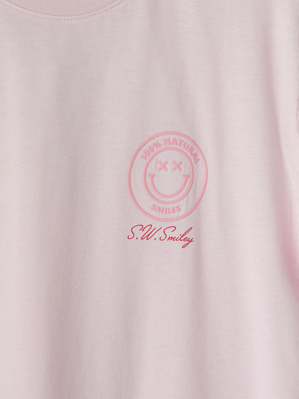 XSIDE Pink Crew Neck S.W. Smiley  Print Women's T-Shirt