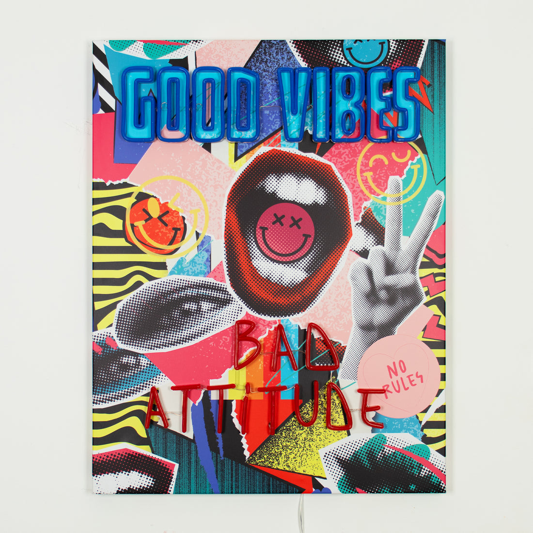 Good Vibes Bad Attitude: S.W.Smiley LED Neon Canvas