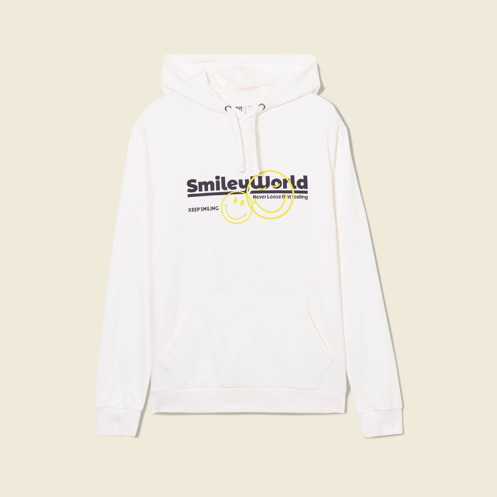 Ecrufarbener SmileyWorld-Kapuzenpullover für Herren
