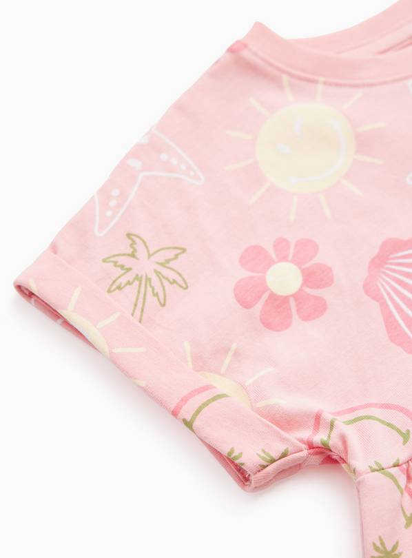 Pink Smiley Print Short Sleeve Dress 1-2 years
