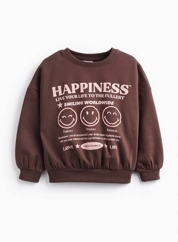 Smiley World Brown Happiness Graphic Sweatshirt